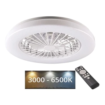 LED Dimbare plafondlamp met ventilator LIBYA LED/48W/230V 3000-6500K wit + afstandsbediening