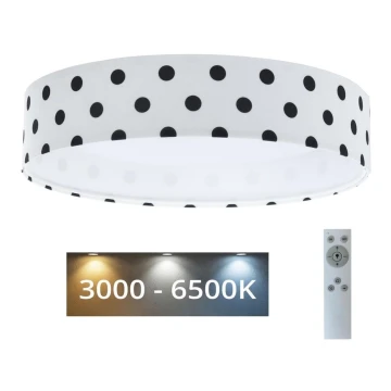 LED dimbare plafondlamp SMART GALAXY KIDS LED/24W/230V 3000-6500K stippen wit/zwart + afstandsbediening