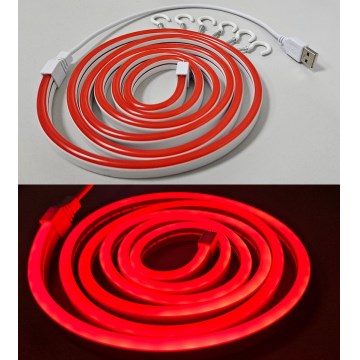 LED Flexibel strip NEON LED/5V USB 1,8 m rood