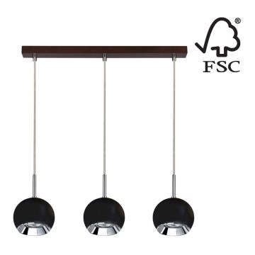 LED Hanglamp aan koord BALL WOOD 3xGU10/5W/230V - FSC-gecertificeerd