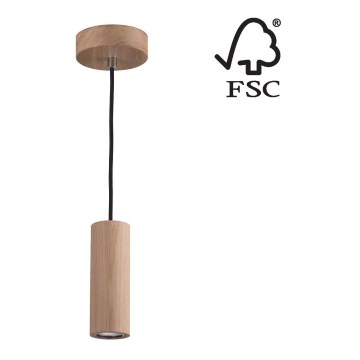 LED Hanglamp aan koord PIPE 1xGU10/5W/230V mat eiken - FSC-gecertificeerd