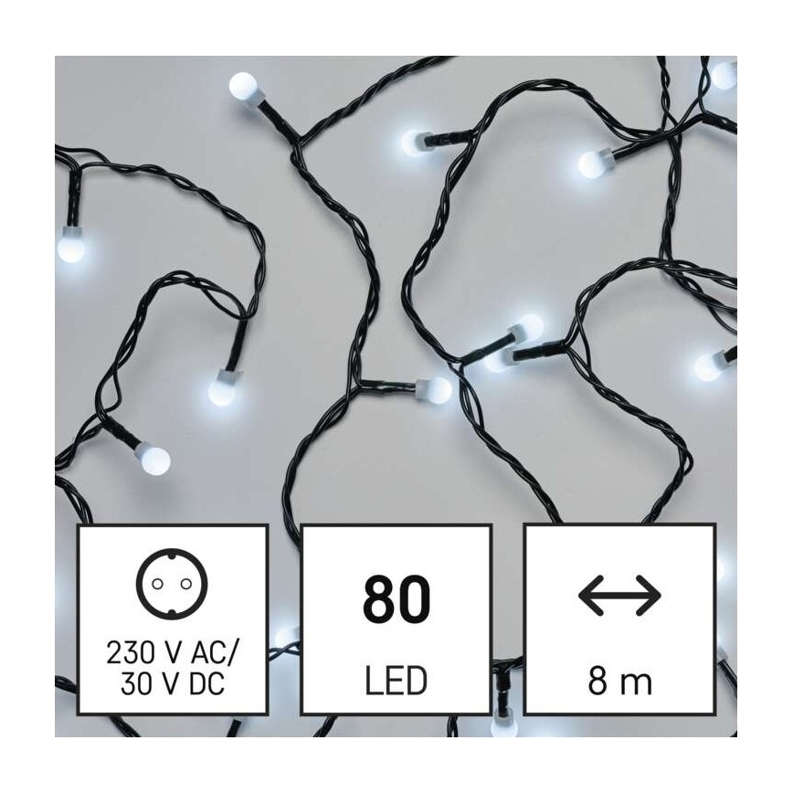 LED Kerst buitenketting 80xLED/13m IP44 koel wit