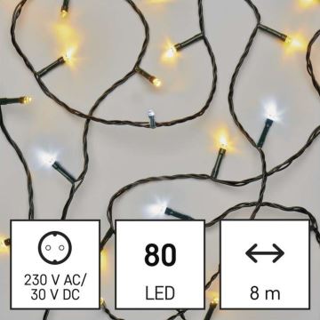 LED Kerst Lichtketting voor Buiten 80xLED/2 functies 13m IP44 warm/koud wit