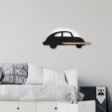 LED kinderwandlamp met plank CAR LED/5W/230V zwart/hout