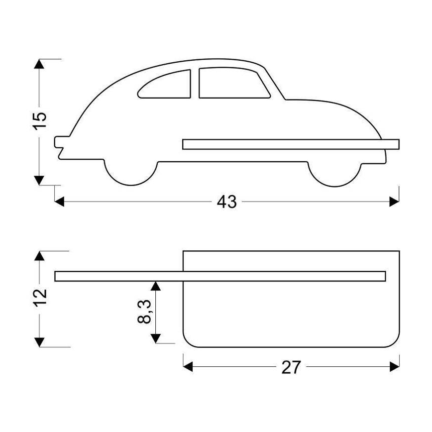 LED kinderwandlamp met plank CAR LED/5W/230V zwart/hout