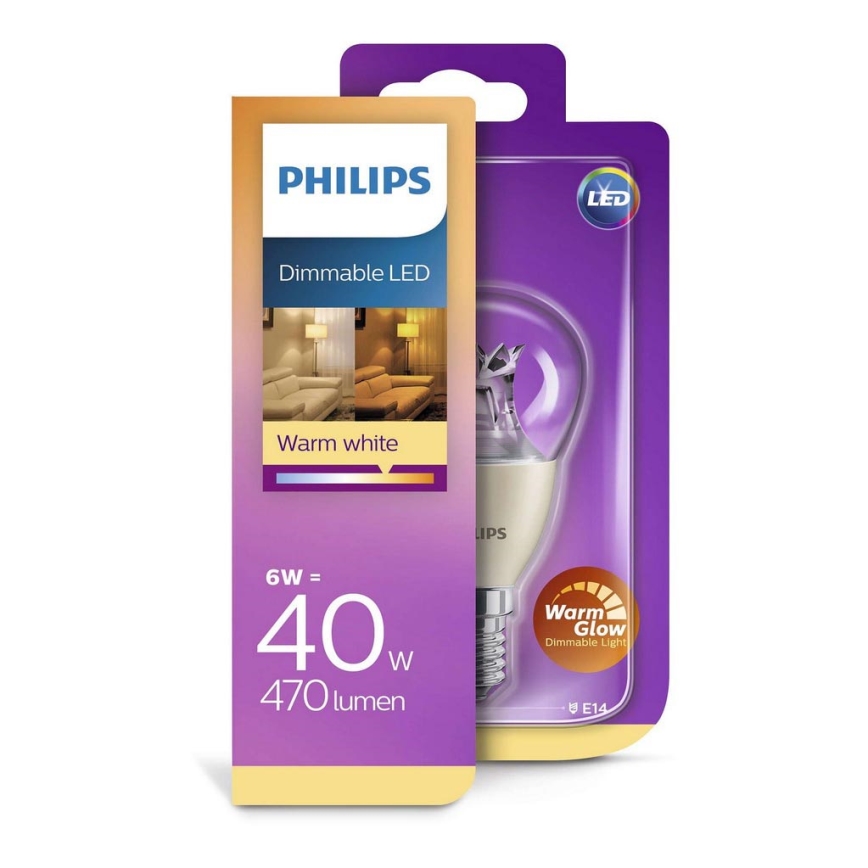 LED Lamp dimbaar Philips P48 E14/6W/230V 2200-2700K