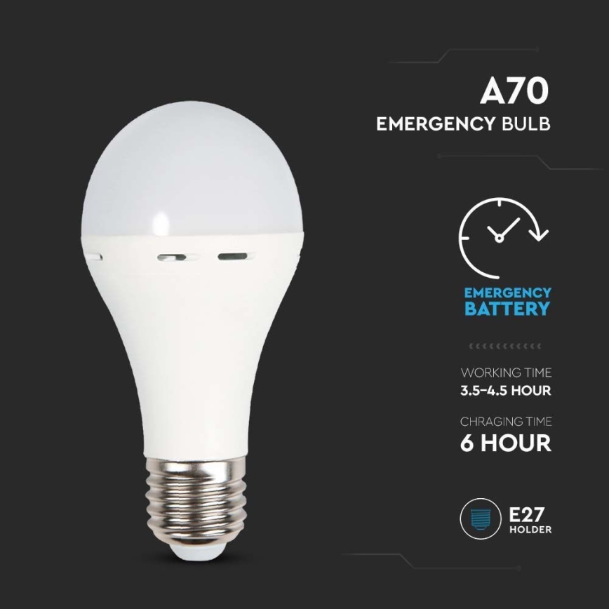 LED Lamp met noodmodus A70 E27/9W/230V 4000K