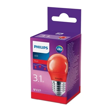 LED Lamp Philips E27/3,1W/230V rood