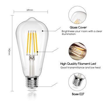 LED lamp ST64 E27/8W/230V 2700K - Aigostar