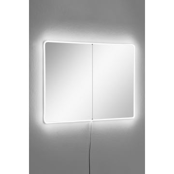 LED muur spiegel met een achtergrondverlichting RECTANGULAR 80x60 cm wit