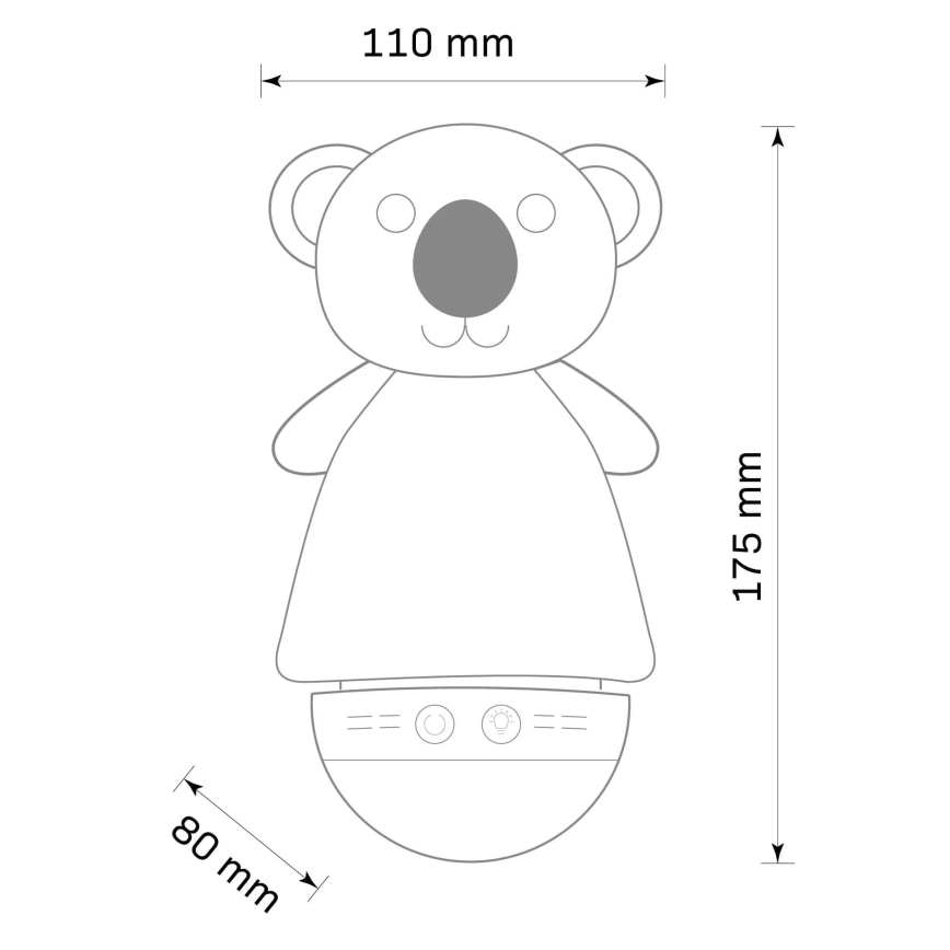 LED RGB Kinder nachtlamp met een melody 3xAAA/5V koala