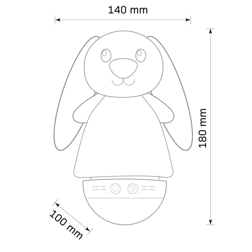 LED RGB Kinder nachtlamp met een melody 3xAAA/5V konijn