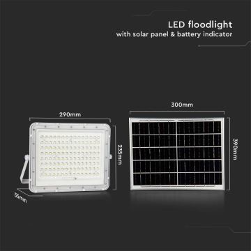 LED Schijnwerper op zonne-energie voor buiten LED/20W/3,2V 6400K wit IP65 + afstandsbediening