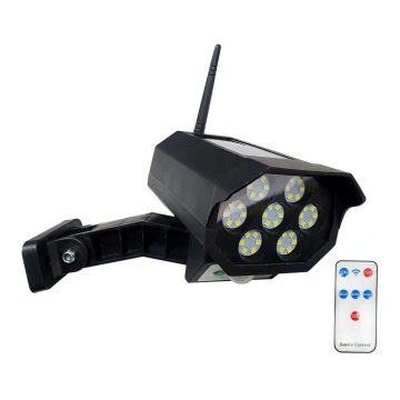 LED Solar dummy beveiligingscamera met sensor LED/3,7V IP44 zwart + afstandsbediening