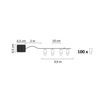 LED Solar ketting SHINE 100xLED/1,2V 11, 9 m IP44