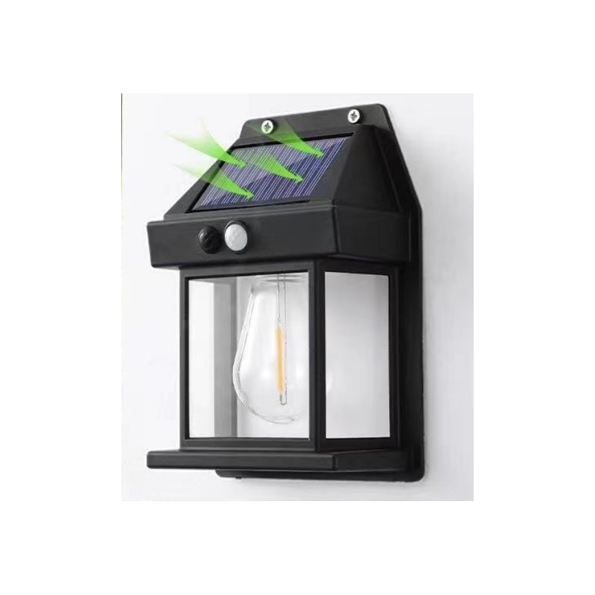 LED Solar wandlamp met sensor LANTER LED/1W/3,7V IP44 zwart