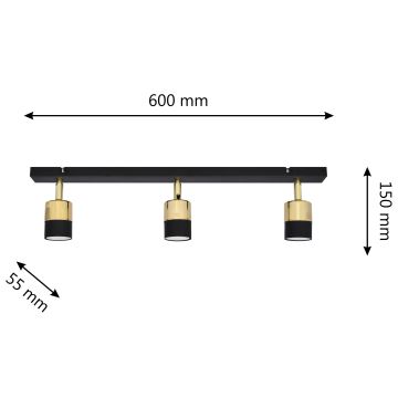 LED Spot TUBSSON 3xGU10/4,8W/230V zwart/goud