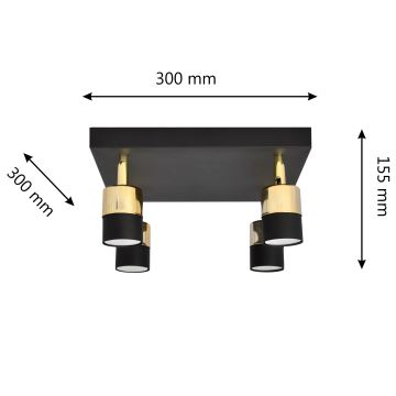 LED Spot TUBSSON 4xGU10/4,8W/230V zwart/goud