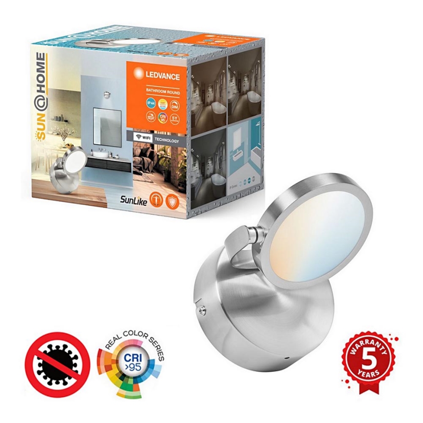 Ledvance - LED Dimbaar badkamer Spot SUN@HOME LED/7,5W/230V 2200-5000K CRI 95 Wi-Fi IP44