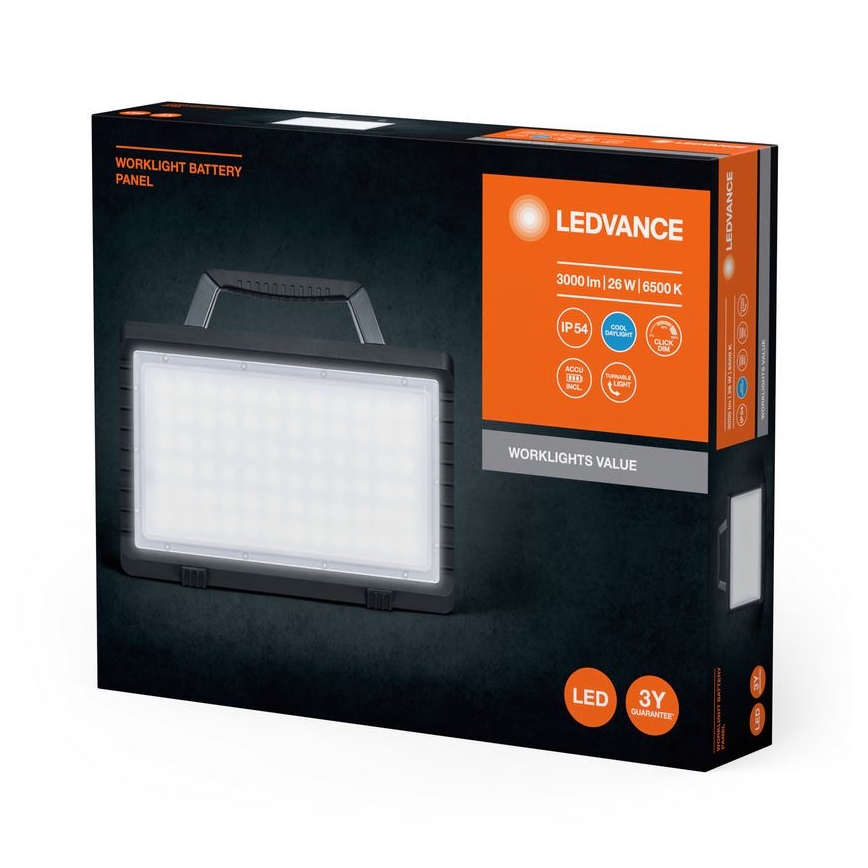 Ledvance - LED Dimbaar buitenshuis rechargeable Schijnwerper WORKLIGHT BATTERY LED/26W/5V IP54