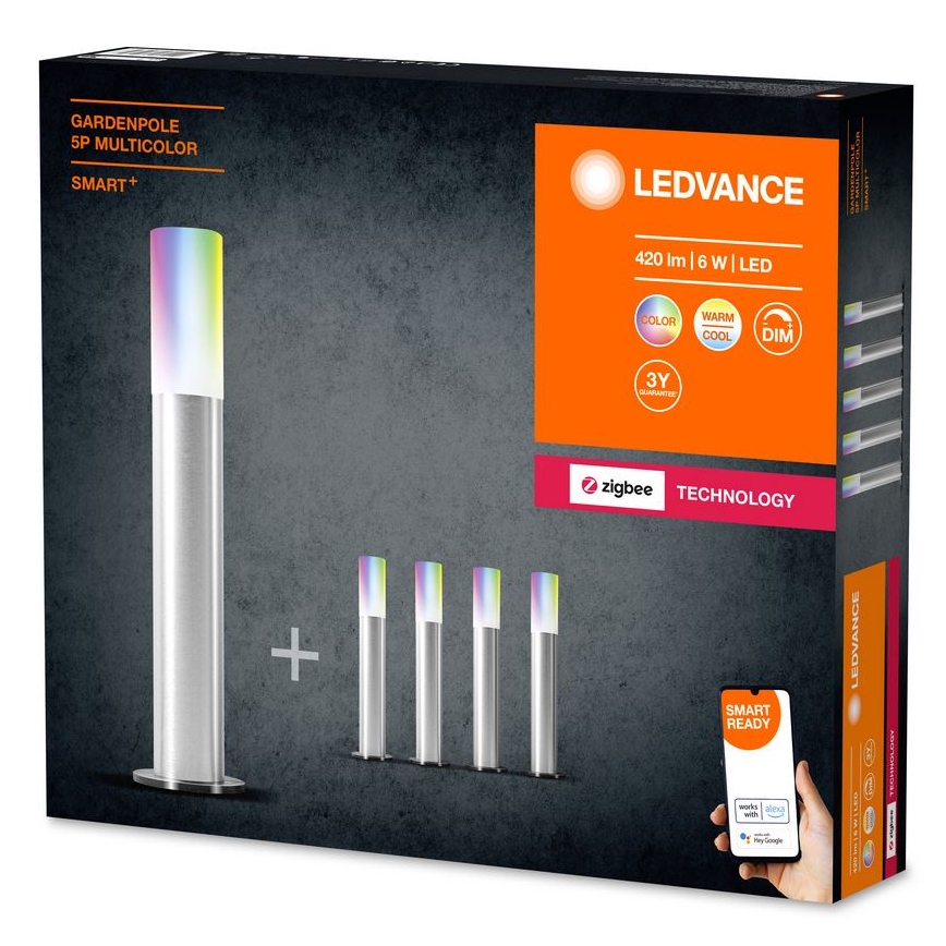 Ledvance - SET 5x LED RGBW Dimbaar buitenshuis lamp SMART+ GARDENPOLE LED/6W/230V IP44