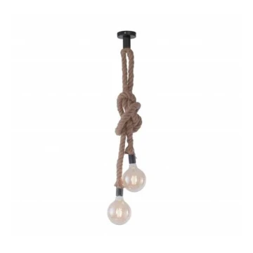 Leuchten Direkt 15482-18 - Hanglamp aan koord ROPE 2xE27/60W/230V