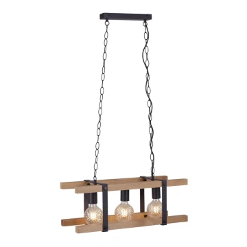 Leuchten Direkt 15683-79 - Hanglamp aan een ketting EDITH 3xE27/60W/230V grenen