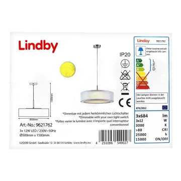 Lindby - Dimbare LED hanglamp aan een koord  AMON 3xLED/12W/230V