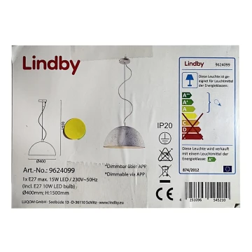 Lindby - LED RGB Dimbare hanglamp aan een koord CAROLLE LED/10W/230V Wi-Fi Tuya