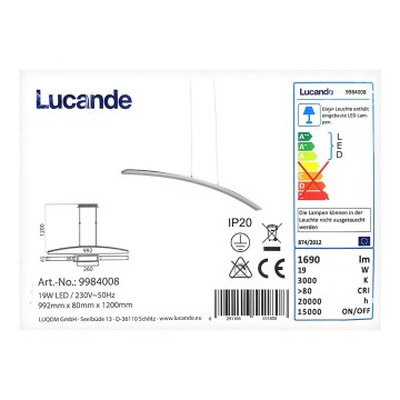 Lucande - LED Hanglamp aan een koord LORIAN LED/19W/230V