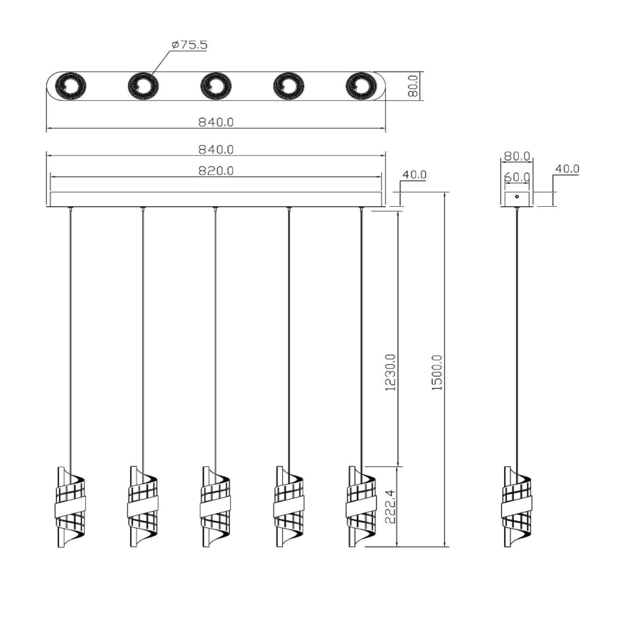 Lucide 13496/35/30 - Dimbare LED hanglamp aan een koord KLIGANDE 5xLED/7,8W/230V