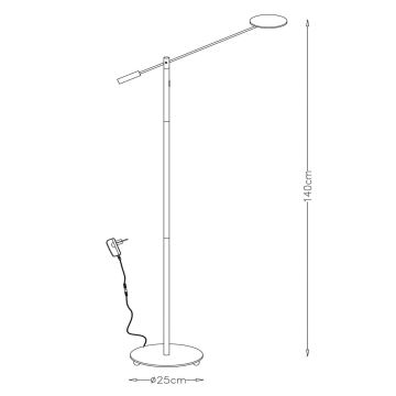 Lucide 19766/09/12 - Dimbare LED Staande lamp ANSELMO LED/9W/230V chroom