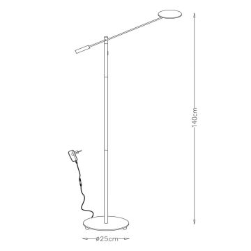 Lucide 19766/09/30 - Dimbare LED Staande lamp ANSELMO LED/9W/230V zwart