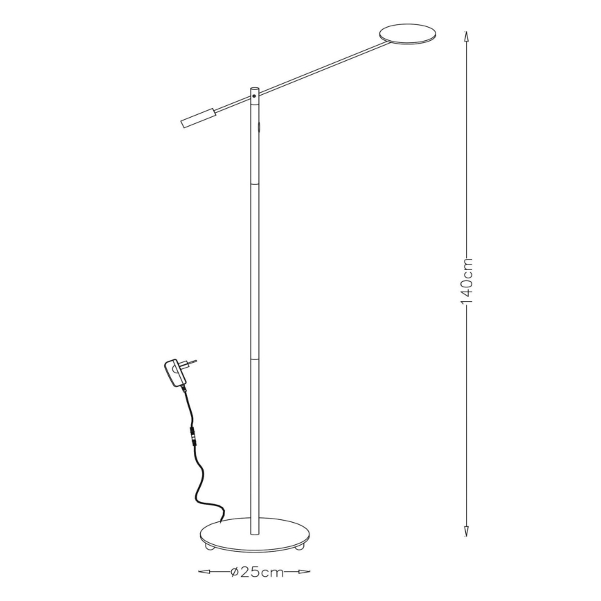 Lucide 19766/09/30 - Dimbare LED Staande lamp ANSELMO LED/9W/230V zwart