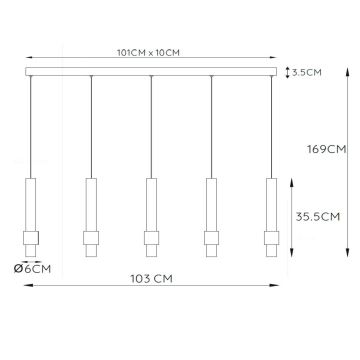 Lucide 24402/30/30 - Dimbare LED hanglamp aan een koord MARGARY 5xLED/4,2W/230V zwart