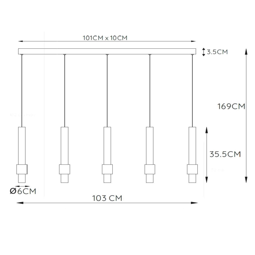 Lucide 24402/30/30 - Dimbare LED hanglamp aan een koord MARGARY 5xLED/4,2W/230V zwart