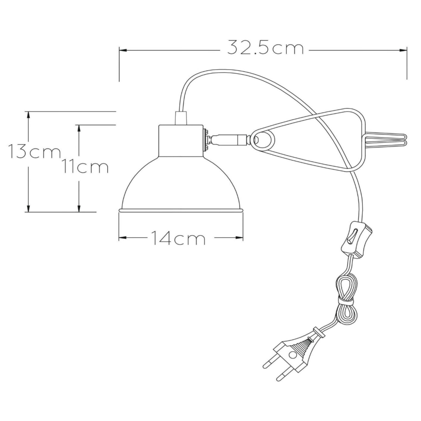 Lucide 45987/01/30 - Klemlamp MOYS 1xE27/40W/230V zwart