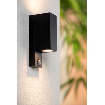 Lucide 69802/02/30 - Buitenlamp met sensor ZARO 2xGU10/7W/230V IP65 zwart