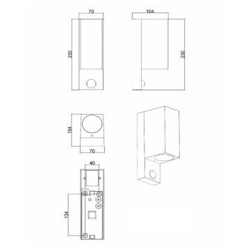 Lucide 69802/02/30 - Buitenlamp met sensor ZARO 2xGU10/7W/230V IP65 zwart