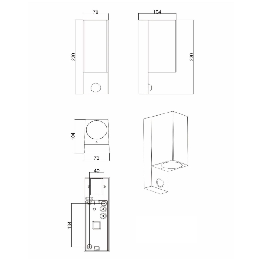 Lucide 69802/02/30 - Buitenlamp met sensor ZARO 2xGU10/7W/230V IP65 zwart