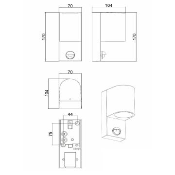 Lucide 69803/01/30 - Buitenlamp met sensor ZARO 1xGU10/7W/230V IP65 zwart