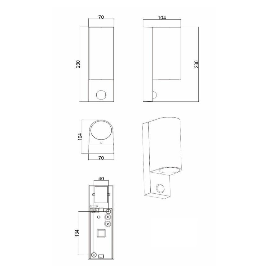 Lucide 69803/02/30 - Buitenlamp met sensor ZARO 2xGU10/7W/230V IP65 zwart