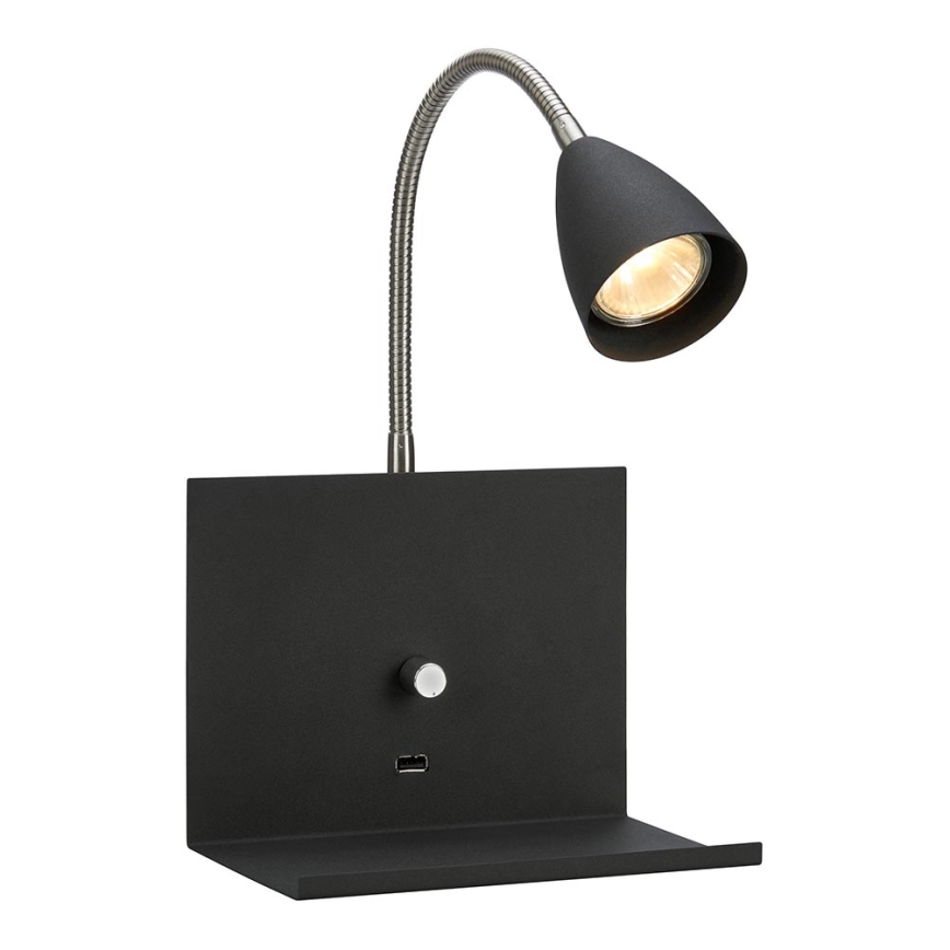 Markslöjd 107141 - Wandlamp dimbaar met USB-poort LOGI 1xGU10/7W/230V