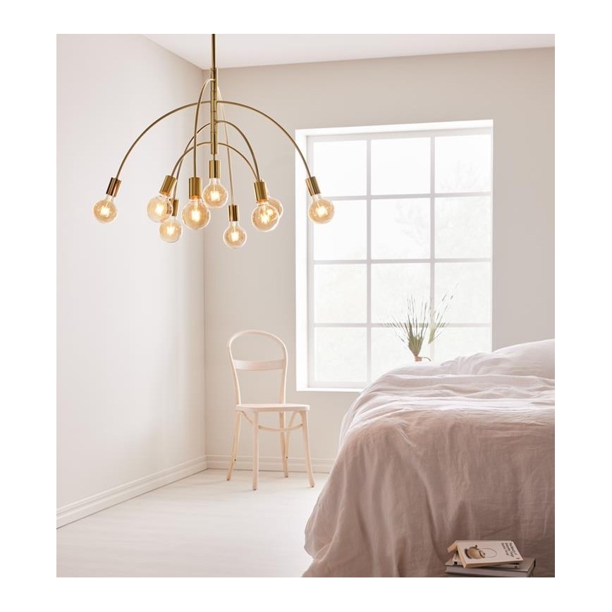 Markslöjd 108289 - Hanglamp aan een koord LAVELLO 9xE27/40W/230V goud