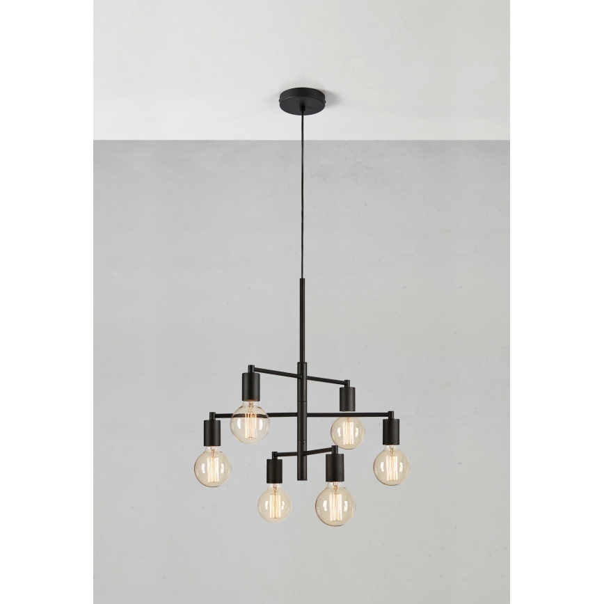 Markslöjd 108717 - Hanglamp aan een koord CIELO 6xE27/40W/230V zwart