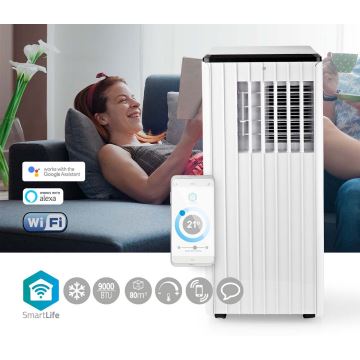 Slimme mobiele airco 3in1 inclusief complete accessoires 1010W/230V 9000 BTU Wi-Fi + afstandsbediening