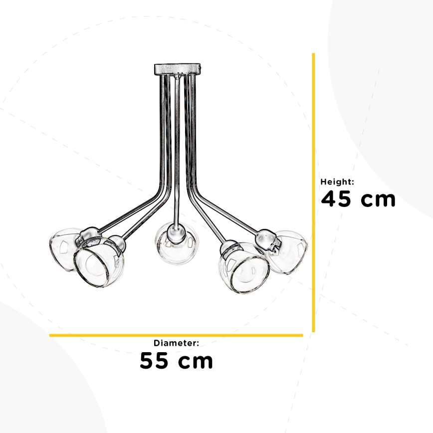 ONLI - Bevestigde hanglamp DENVER 5xE14/6W/230V