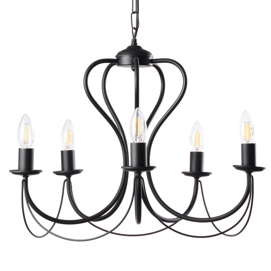 ONLI - Hanglamp aan een ketting CANDELA 5xE14/6W/230V zwart