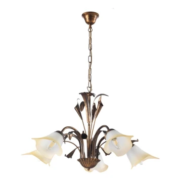 ONLI - Hanglamp aan een ketting LUCREZIA 5xE14/6W/230V brons