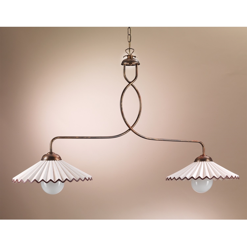 ONLI - Hanglamp aan een ketting ROSINA 2xE27/22W/230V brons